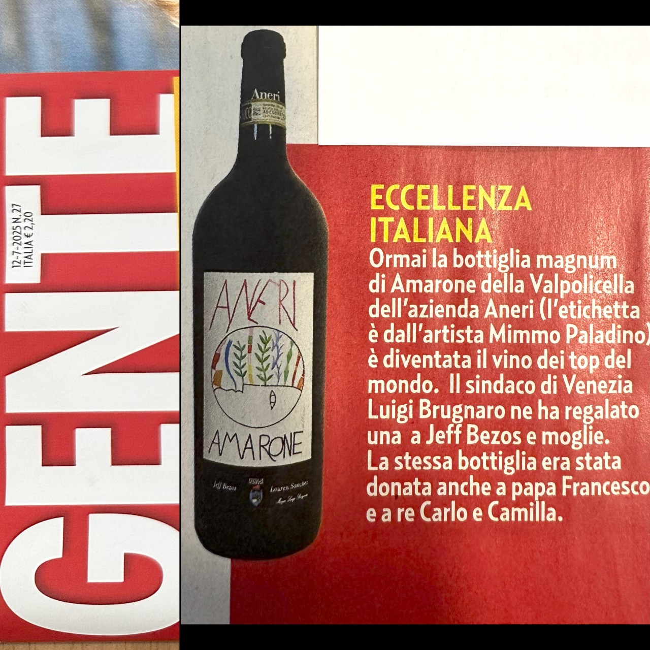 GENTE- AMARONE NOZZE BEZOS GENTE- AMARONE NOZZE BEZOS
