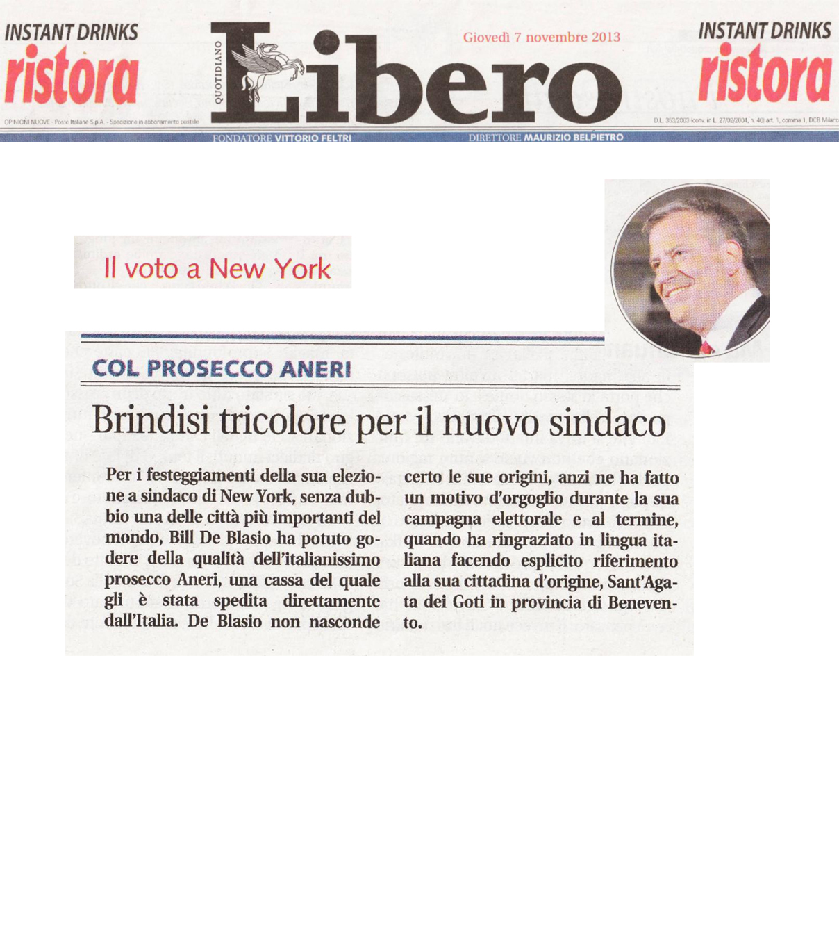 LIBERO-BRINDISI PROSECCO SINDACO NEW YORK